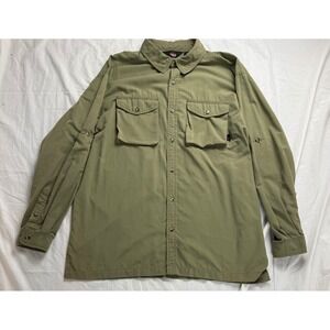 LLBean Outdoors Green Long Sleeve Button Up Shirt Men L fishing  camping hiking